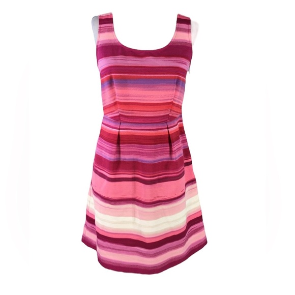 Ann Taylor Loft Size 12 Striped Ombre Subset Colors Sleeveless Dress - Picture 2 of 4